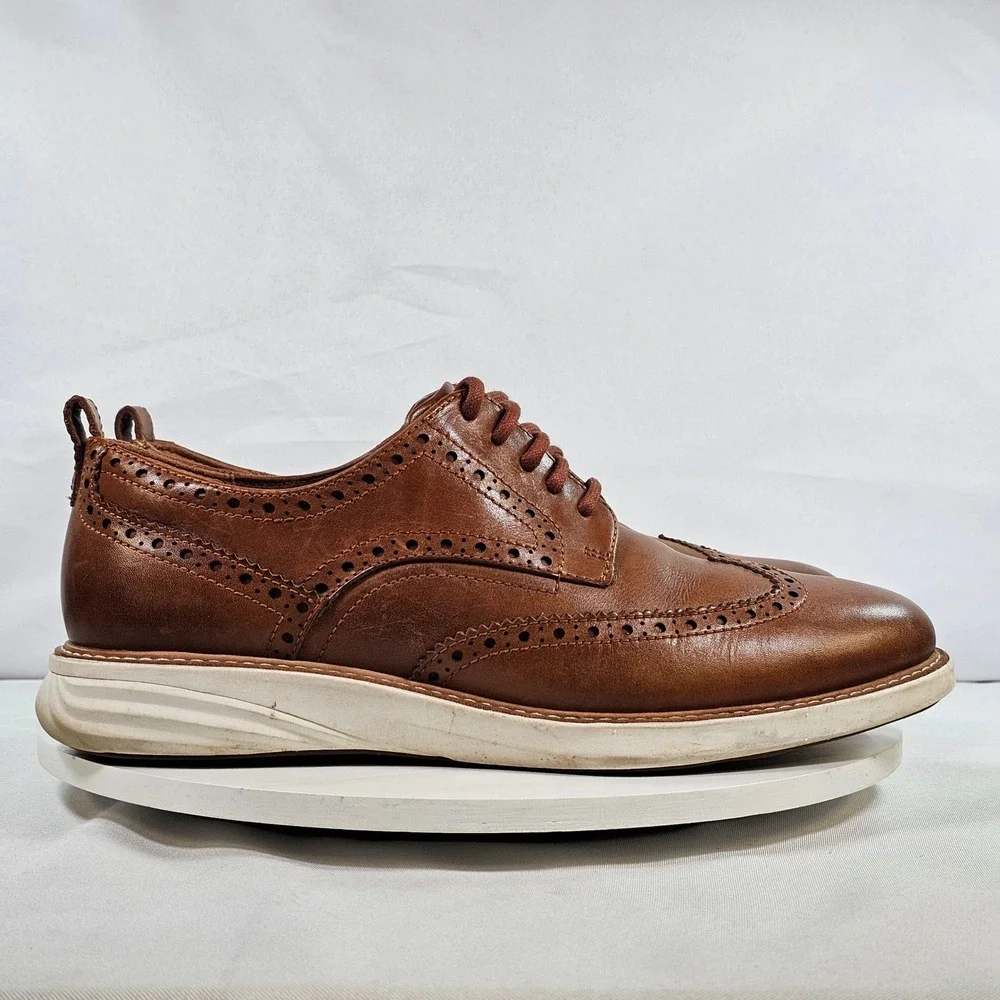 Cole Haan Grand.OS Mens 8.5 M British Tan Leather Wingtip Oxford Shoes C26930